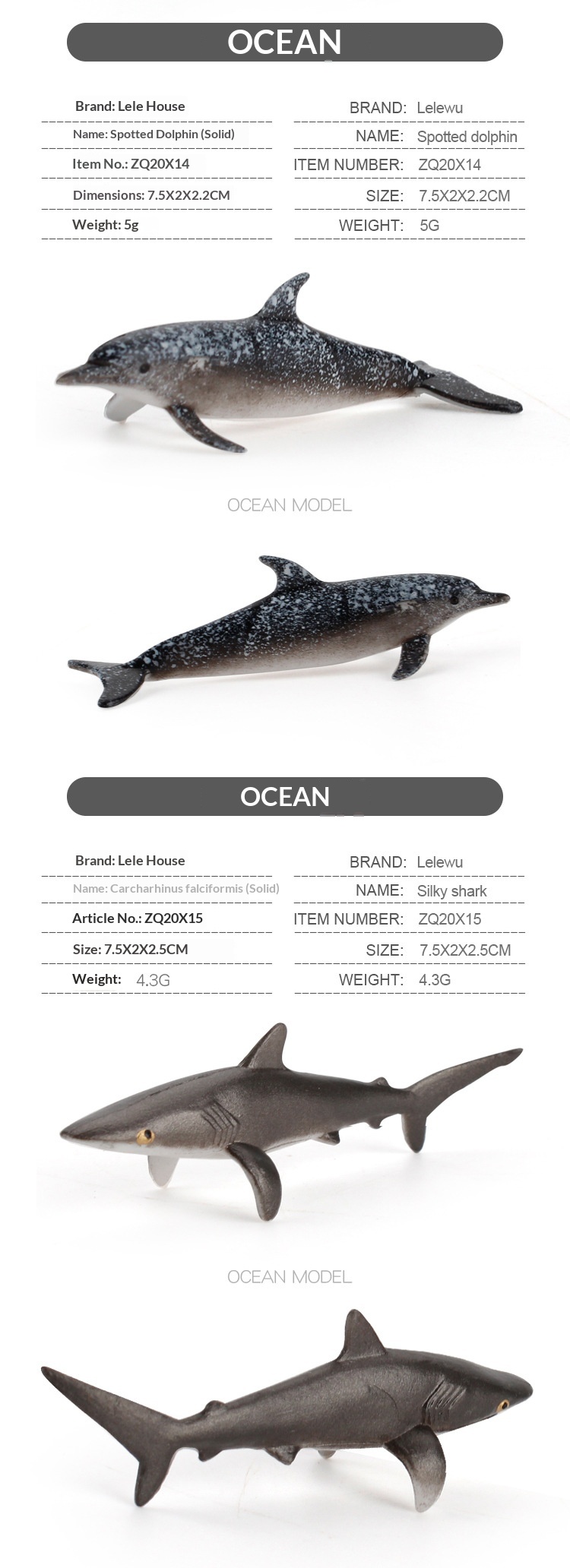 Cross-Border Simulation Children's Ocean Animal Model Mini Whale Shark Dolphin Turtle Sea Lion Solid Static Figurine_voghion.com