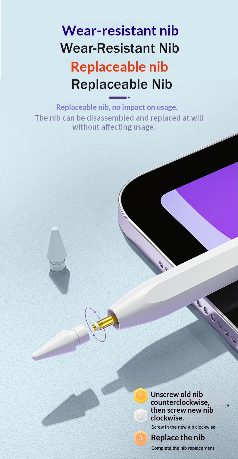 Compatible avec l'Apple Pencil capacitif de deuxième génération, stylet magnétique à chargement par ordinateur et écran tactile._voghion.com