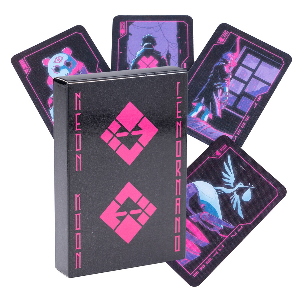Cool Cyberpunk Neon Moon Lenormand Self-Owned Intellectual Property_voghion.com