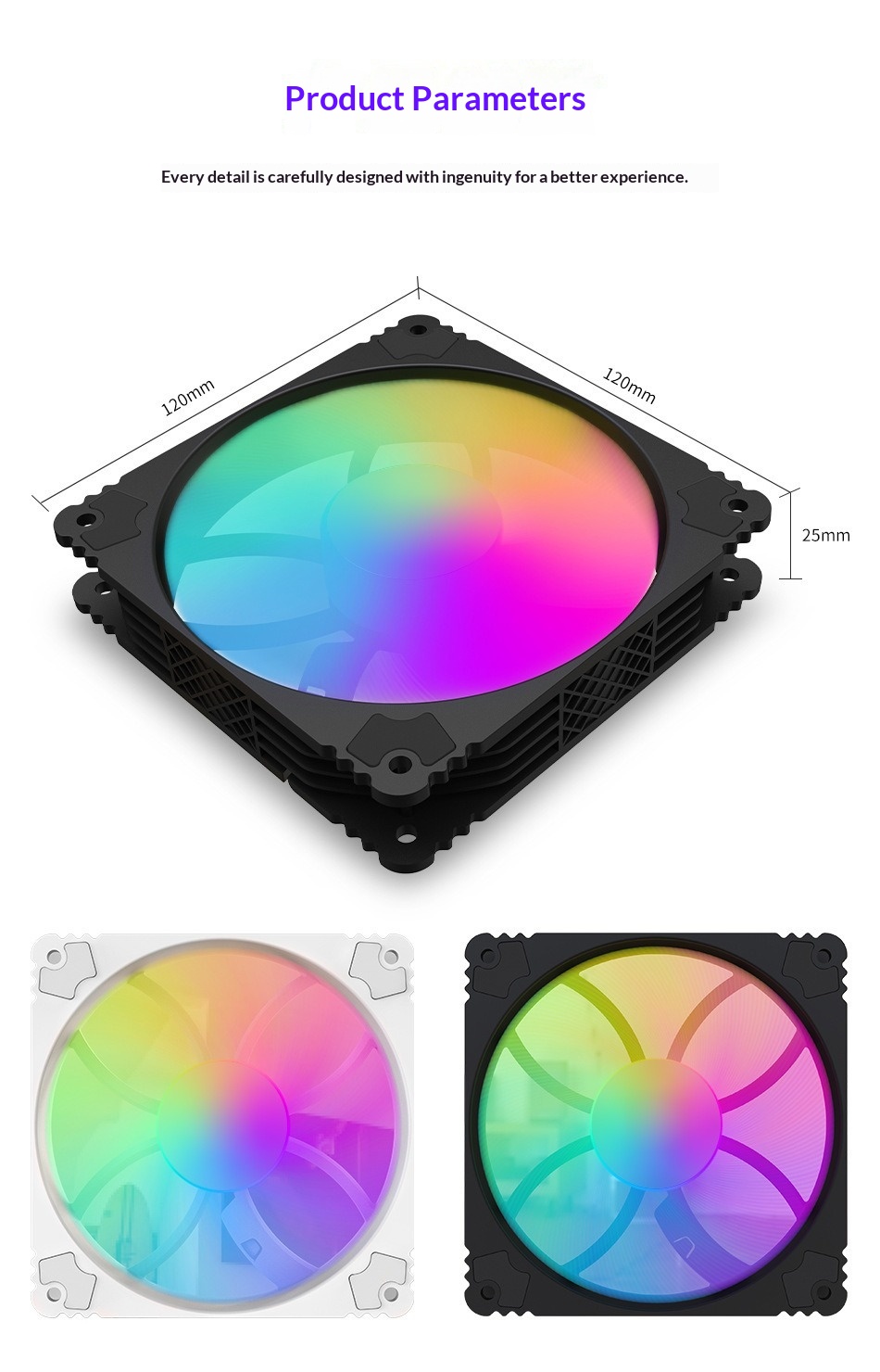 Symphony Gehäuselüfter mit 12 cm LED-Beleuchtung (RGB, farbenfroh, leise)_voghion.com
