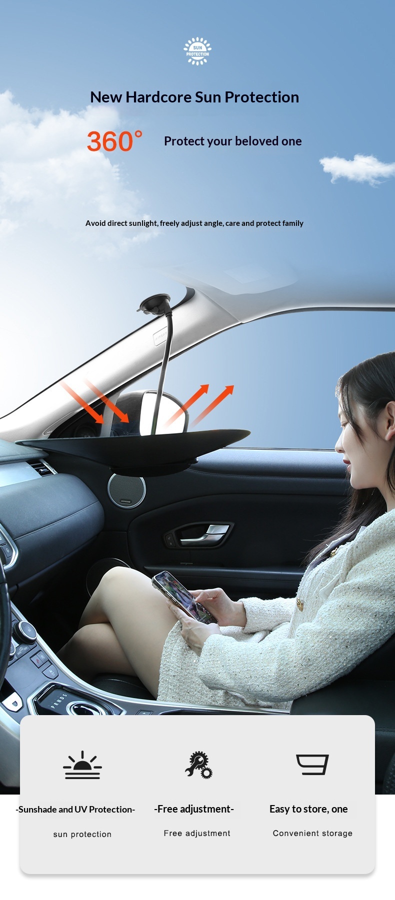 Parasole laterale anteriore per finestrino auto con isolamento termico a 360°, tendina oscurante._voghion.com