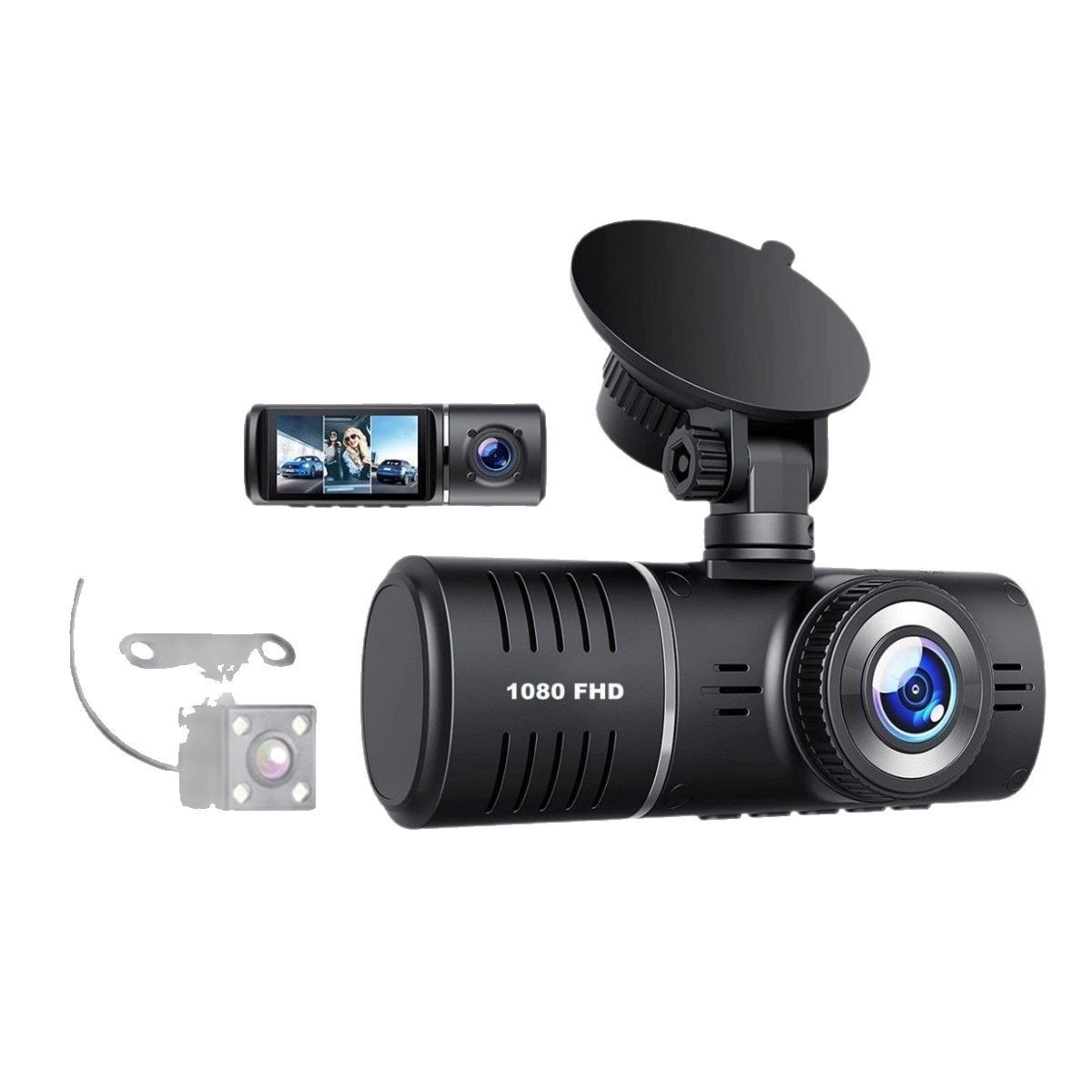 Telecamera da cruscotto transfrontaliera ad alta definizione 1080P, doppia registrazione, visione notturna a infrarossi, angolo di visione ultra-grandangolare, parcheggio._voghion.com