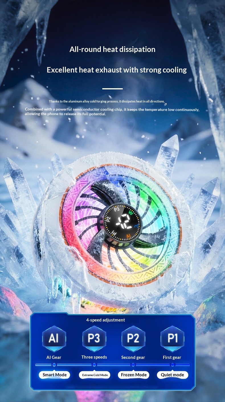 2026 New Model K6 Mobile Phone Cooler With Four-Level Adjustment, AI Temperature Control, Semiconductor Cooling,_voghion.com