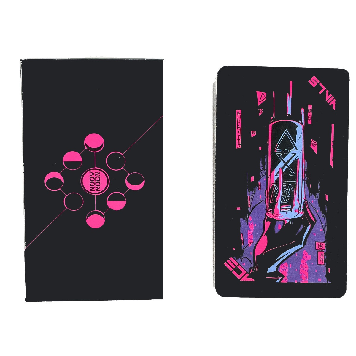 Cyberpunk Neon Moon Tarot Cards_voghion.com