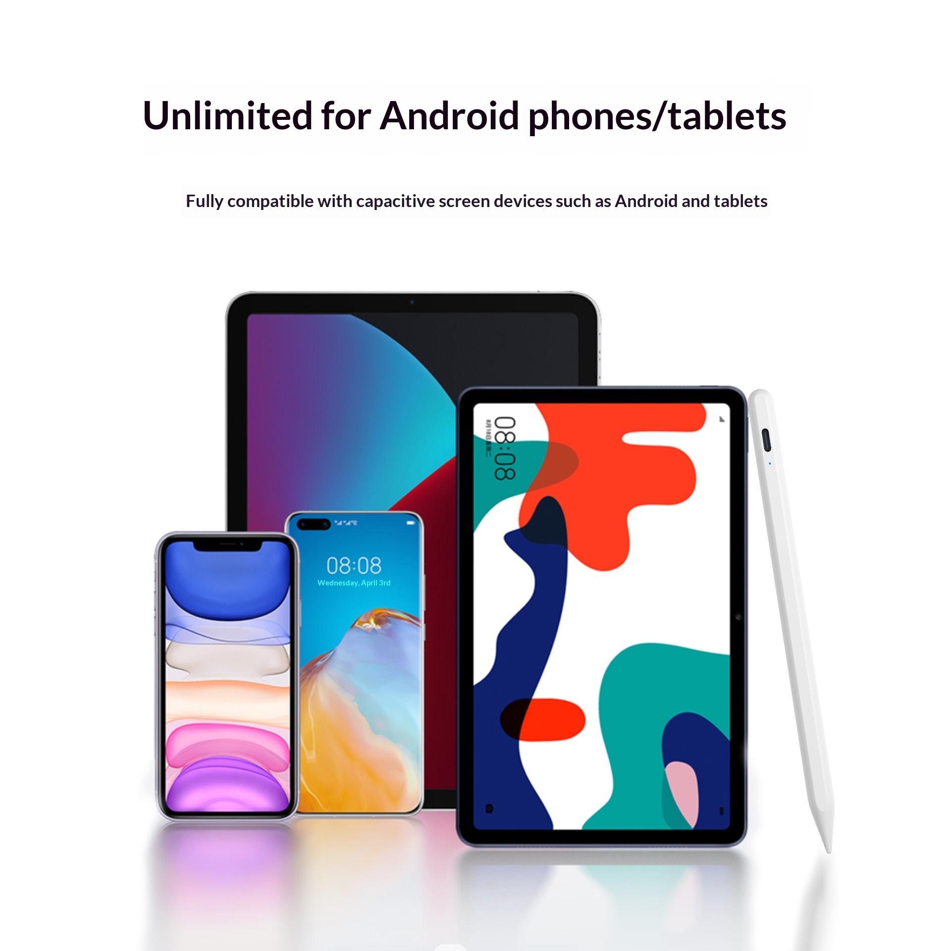 Stylet capacitif universel compatible avec les tablettes Huawei et les smartphones Android (certains modèles), stylet pour écrans tactiles._voghion.com