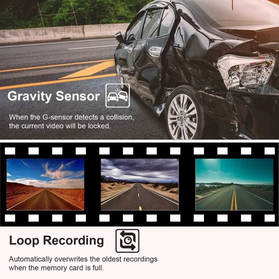 2025 Cross-Border HD Dash Cam 3-Channel 1080P Recorder Camera Phone Playback Video_voghion.com