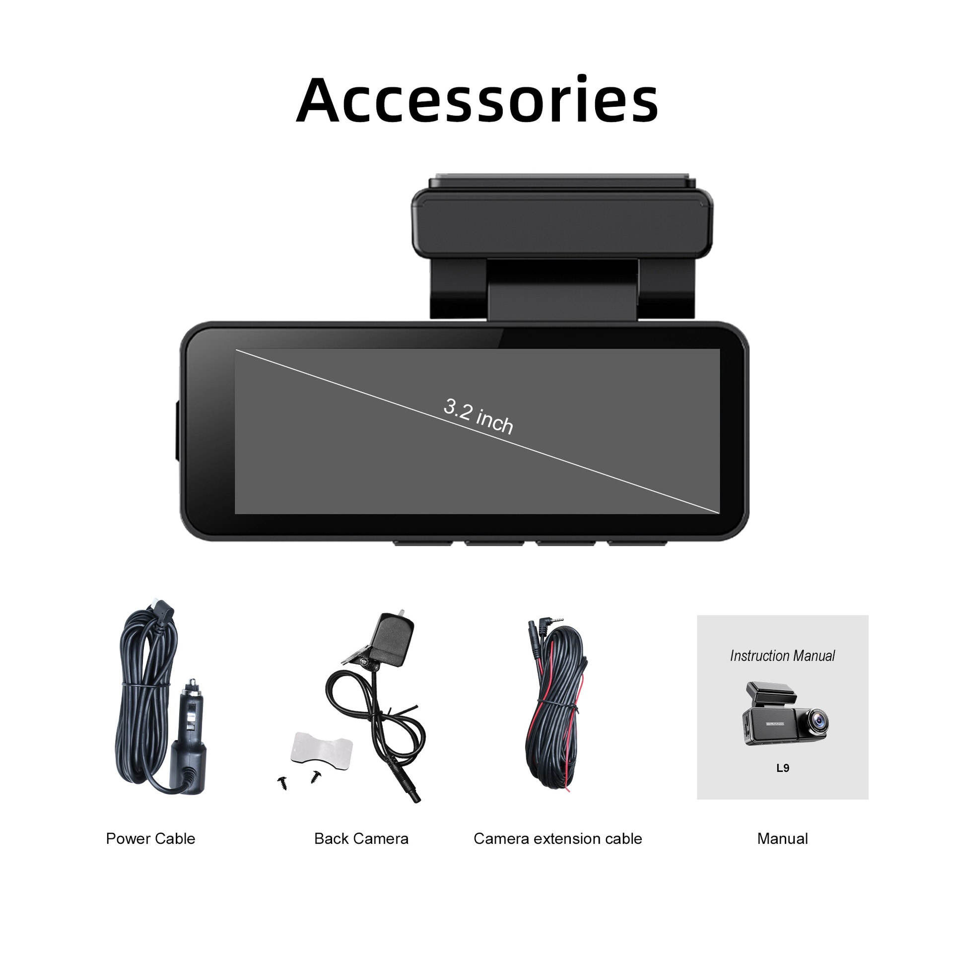 4K dual-recording 130-graden WIFI-dashcam met parkeerbewaking, 3,2 inch dual-recording dashcam voor voor- en achterkant_voghion.com