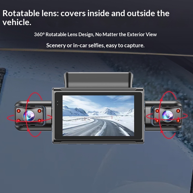 Caméra embarquée 4K HD transfrontalière 2025 avec connexion Wi-Fi et téléphone portable, vision nocturne Starlight, double enregistreur DVR pour voiture et enregistrement quadruple._voghion.com