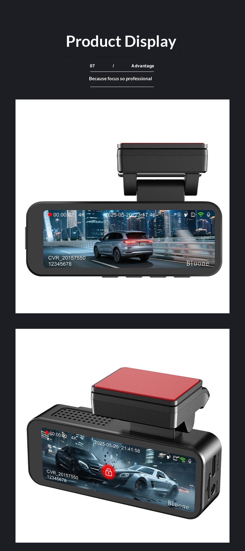 Telecamera HD per il commercio estero, registrazione doppia anteriore e posteriore, supporto WiFi multilingue, visione notturna, registratore per auto da cruscotto_voghion.com
