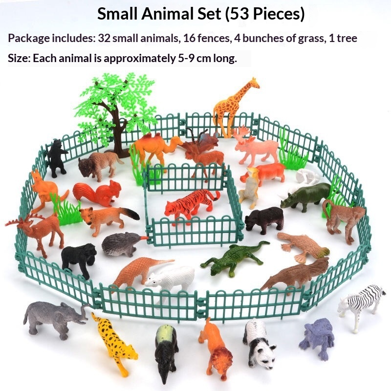 Cross-Border 53-Piece Children's Realistic Wild Animal Models Real Small Dinosaur Set Ornaments Boys And Girls Toys_voghion.com