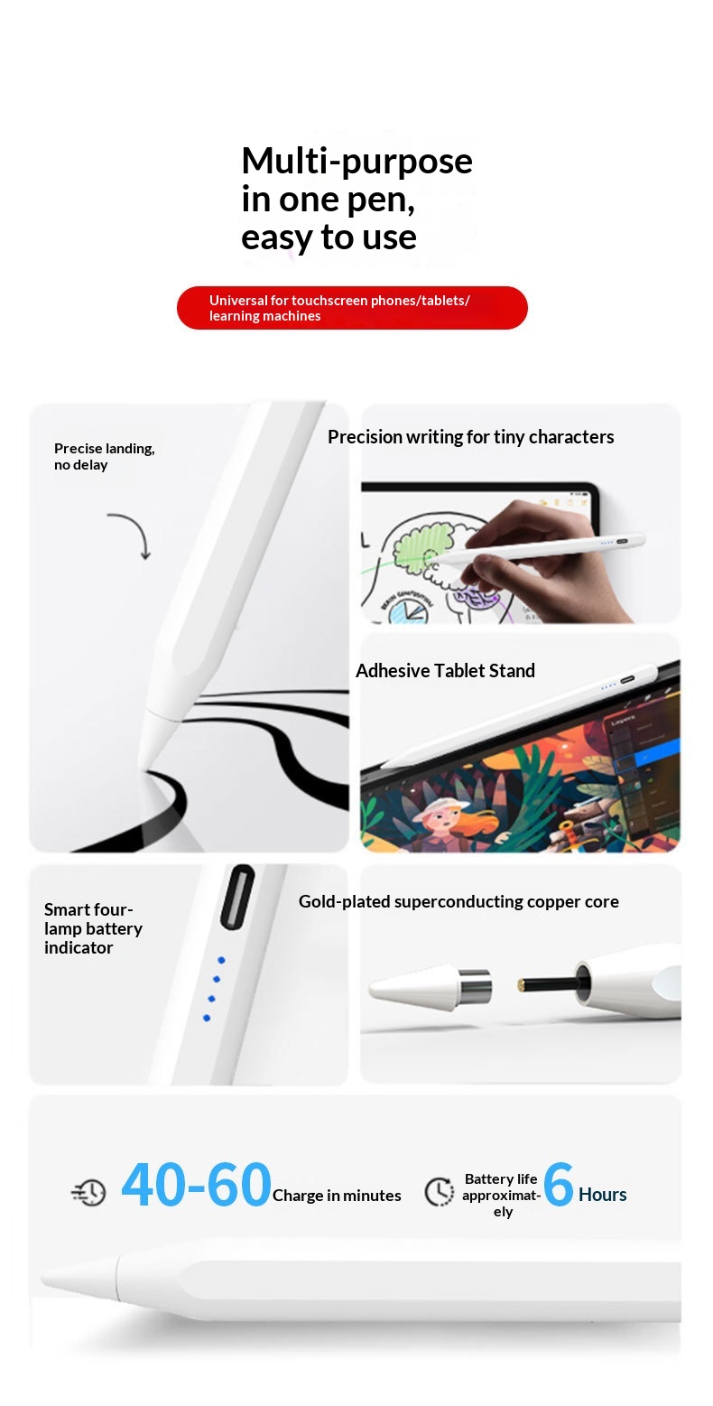 Universeller kapazitiver Touchscreen-Stift für Samsung iPad, kompatibel mit Tablets und Smartphones_voghion.com