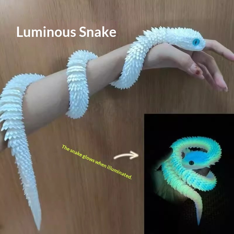 3D Printed Luminous Egg Viper Joint Movable Simulation Small Snake Model Creative Children's Toy Figurine Display_voghion.com