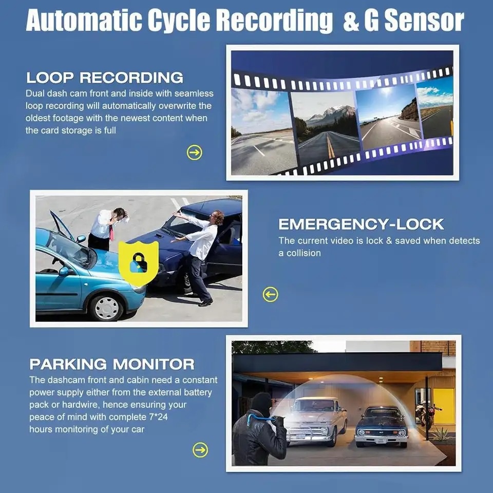 2025 Cross-Border HD Dash Cam 3-Channel 1080P Recorder Camera Phone Playback Video_voghion.com