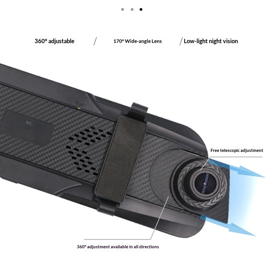 Telecamera da cruscotto per auto transfrontaliera con specchietto retrovisore, streaming multimediale HD, visione notturna, immagine di retromarcia, doppia lente anteriore e posteriore._voghion.com