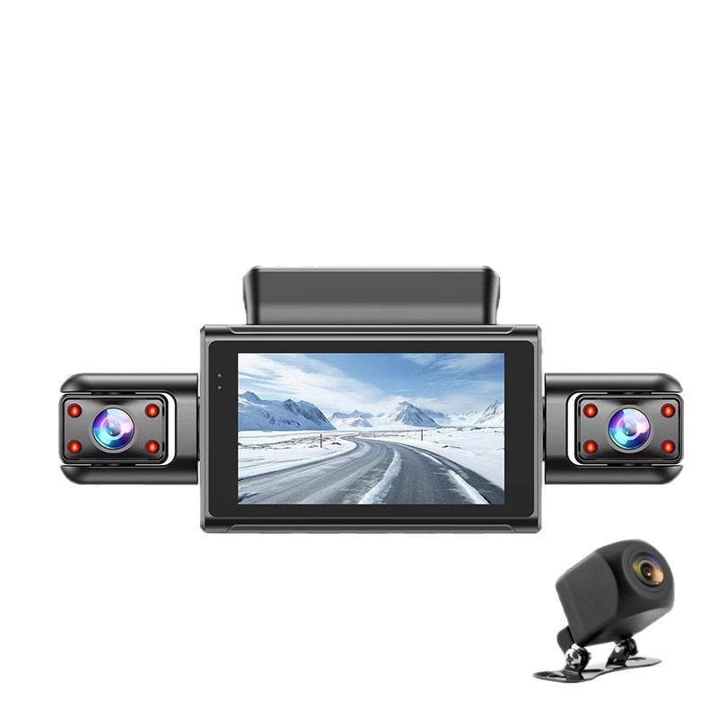 Caméra embarquée 4K HD transfrontalière 2025 avec connexion Wi-Fi et téléphone portable, vision nocturne Starlight, double enregistreur DVR pour voiture et enregistrement quadruple._voghion.com