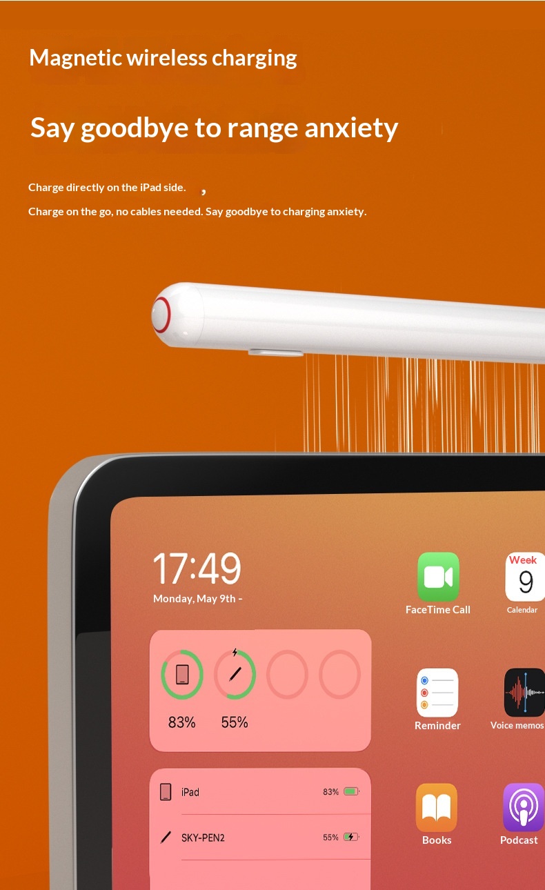 Stylet universel à écran tactile compatible avec iPad, téléphones et tablettes Android capacitifs, rechargeable et magnétique_voghion.com