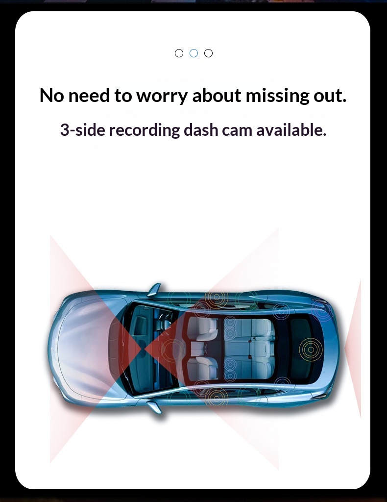 Camera auto hd cu trei obiective frontal interior și spate_voghion.com