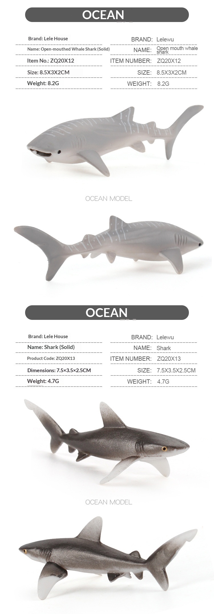 Cross-Border Simulation Children's Ocean Animal Model Mini Whale Shark Dolphin Turtle Sea Lion Solid Static Figurine_voghion.com