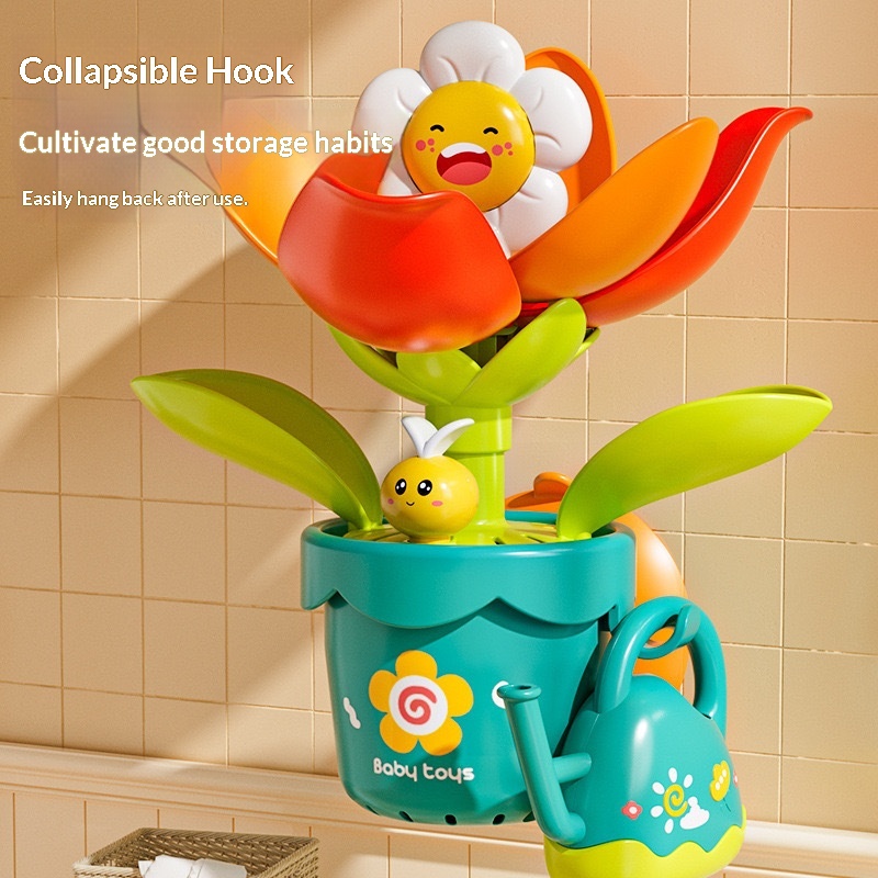 Cross-Border New Baby Play Sunflower Blooms When Wet Water Spray Toy Gift For Boys And Girls Bathing_voghion.com
