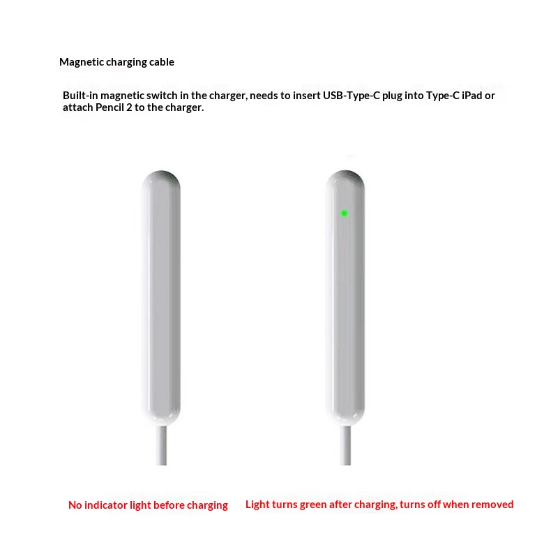 Stylet capacitif rechargeable compatible avec l'Apple Pencil 2e génération, stylet tactile à chargement magnétique sans fil_voghion.com