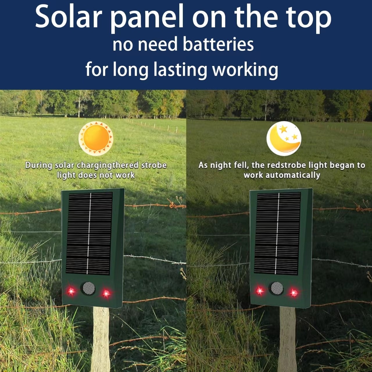 Cross-Border Hot-Selling Rechargeable Solar Waterproof LED Flashing Light Wolf Ultrasonic Mouse Repeller_voghion.com