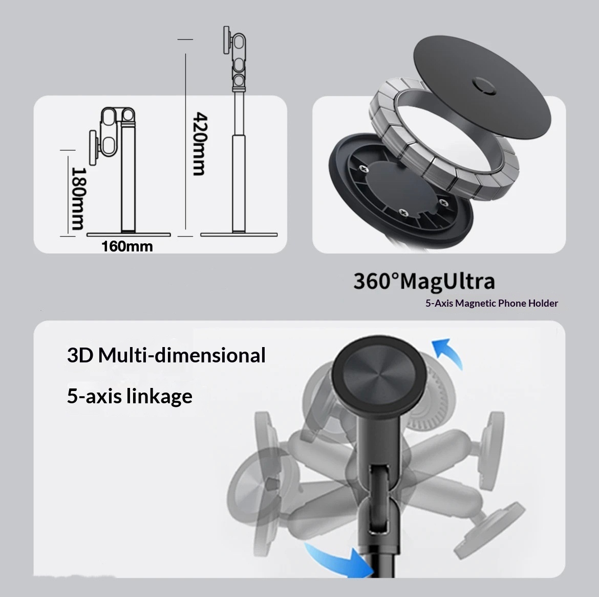 Cross-Border Foreign Trade Hot Sale Rotating Lifting Telescopic Phone Tablet Shooting Overhead Video Stand_voghion.com