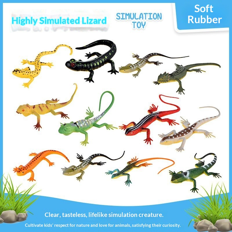 Grenzüberschreitendes, farbenfrohes Eidechsenmodell aus Kunststoff, Lernspielzeug für Kinder, Tiermodell_voghion.com