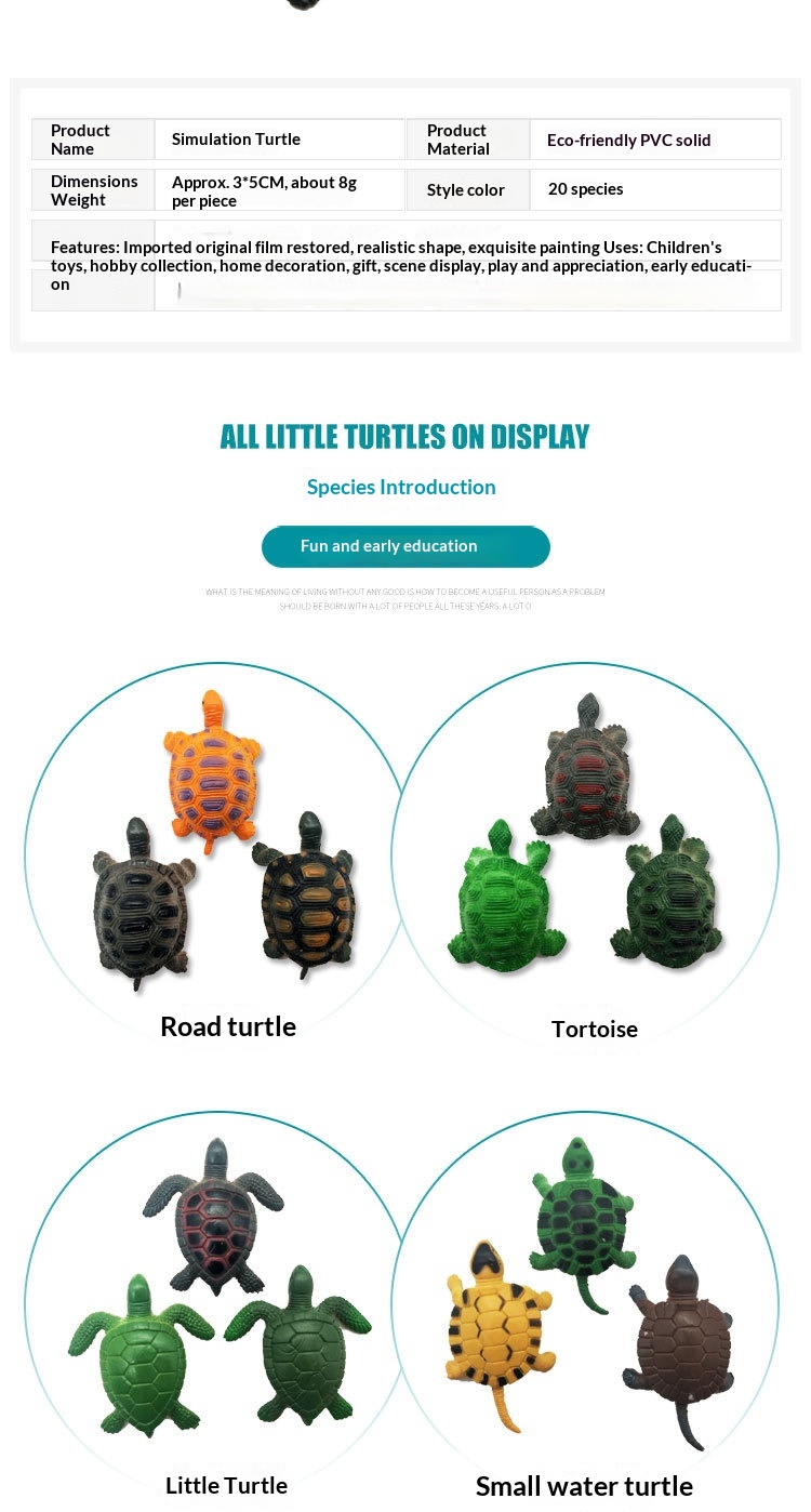 Statuetta animale tartaruga colorata giocattolo per bambini_voghion.com