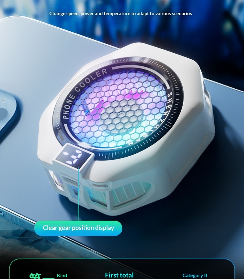 AI Temperature-Controlled Cooling Phone With Digital Display, Three-Level Adjustment, Magnetic Back Clip, Semiconductor_voghion.com