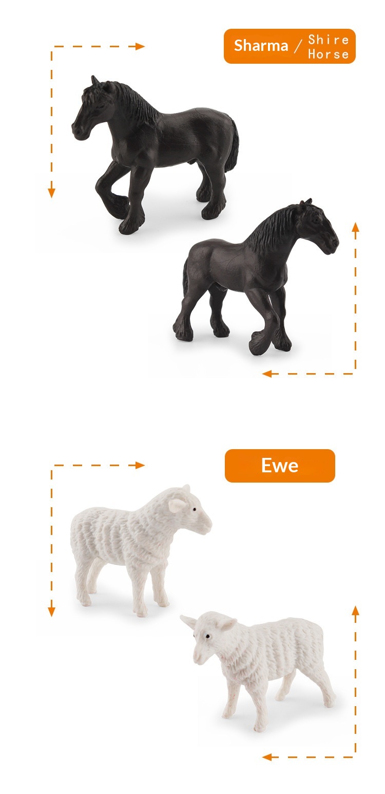 Simulazione transfrontaliera Mini fattoria con pollame, galline, anatre, oche, mucche, piccoli animali, modelli in miniatura, sandbox_voghion.com