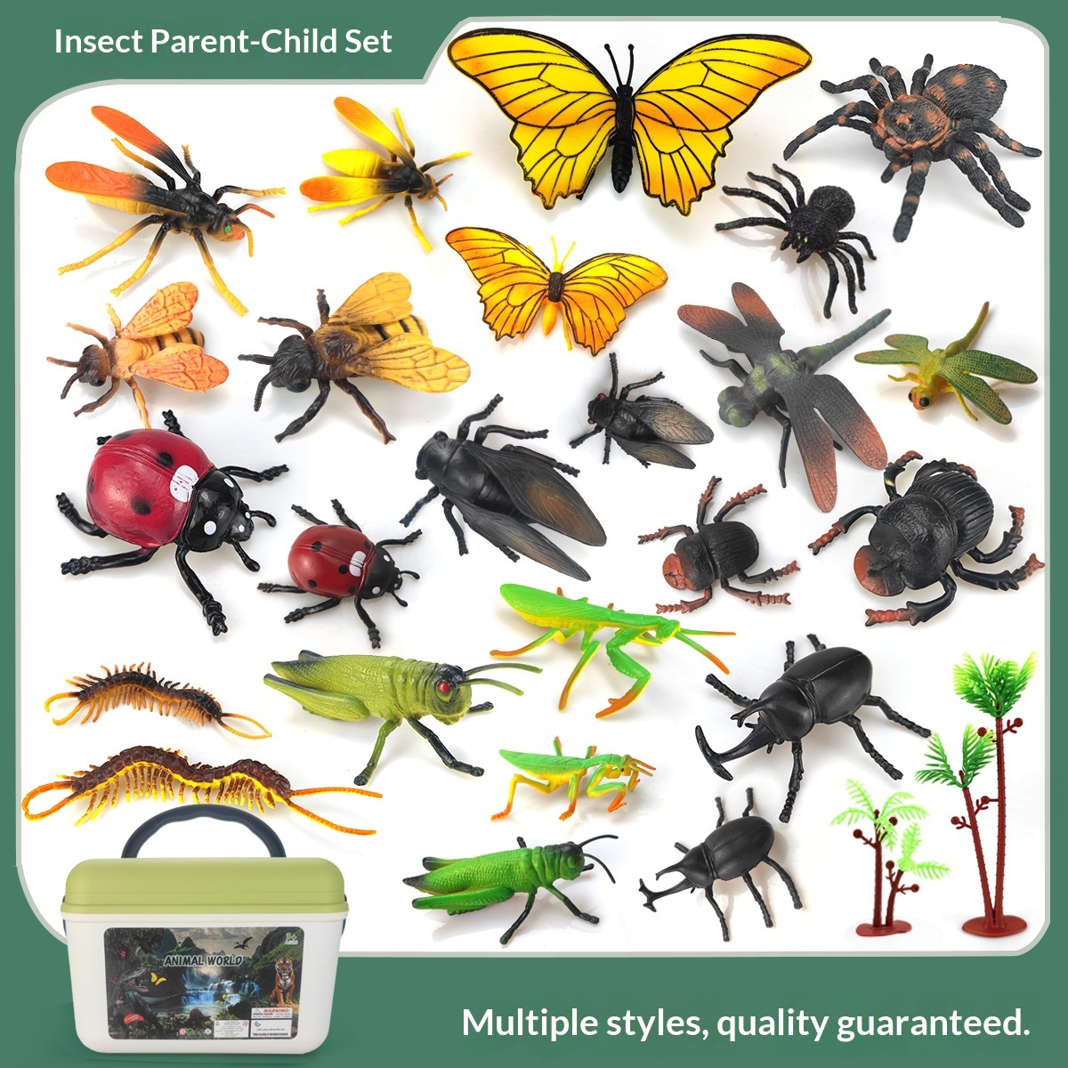 Simulation Insect Model Seven-Spotted Ladybug Unicorn Fairy Bee Butterfly Grasshopper Children's Toy Cognitive Teaching_voghion.com
