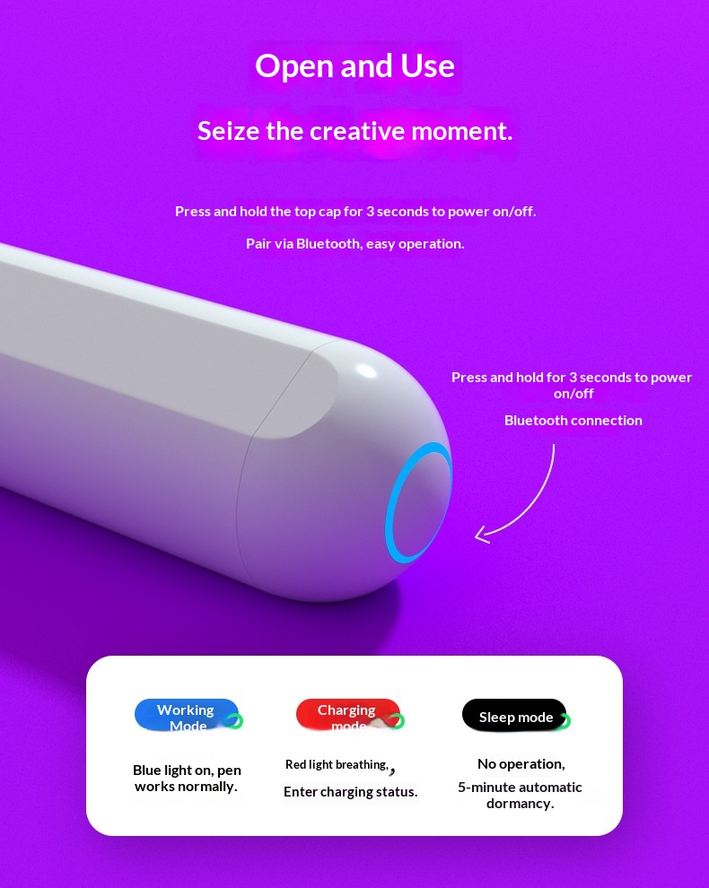 Stylet magnétique rechargeable capacitif compatible avec iPad Touch et écran tactile Bluetooth_voghion.com