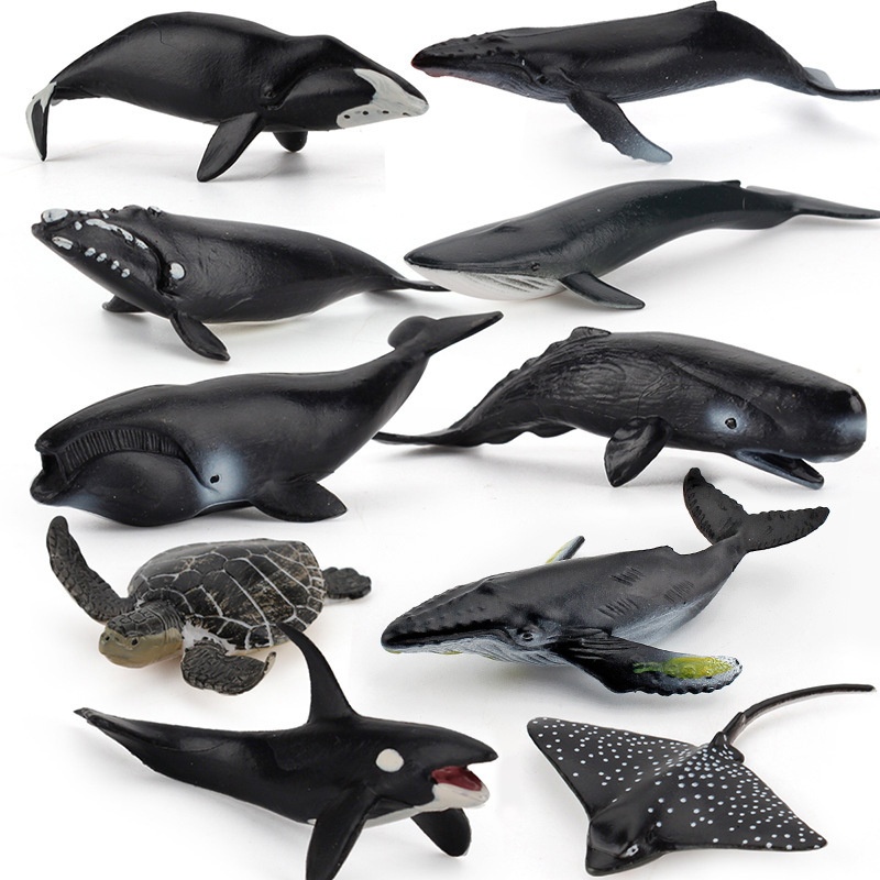 Cross-Border Simulation Children's Ocean Animal Model Mini Whale Shark Dolphin Turtle Sea Lion Solid Static Figurine_voghion.com