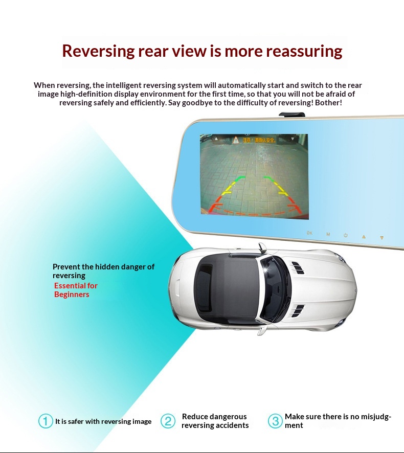 Dashcam med backspegel och dubbelkamera för fram och bak_voghion.com