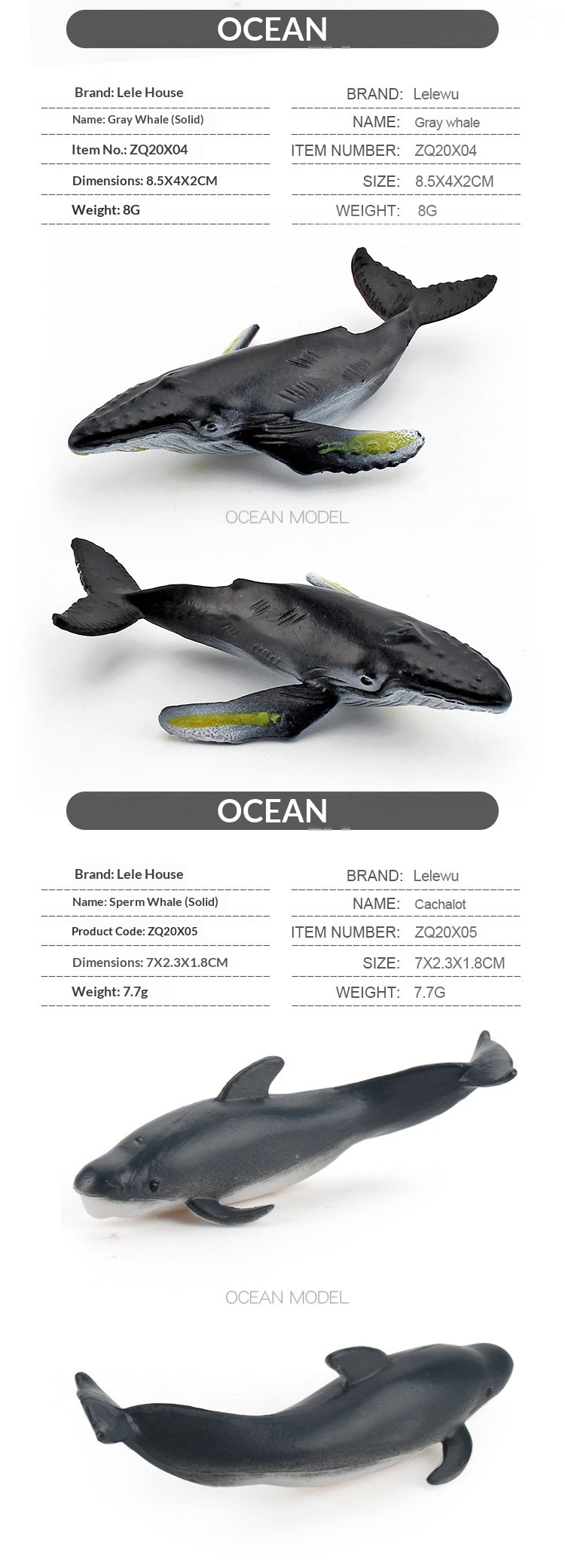 Cross-Border Simulation Children's Ocean Animal Model Mini Whale Shark Dolphin Turtle Sea Lion Solid Static Figurine_voghion.com