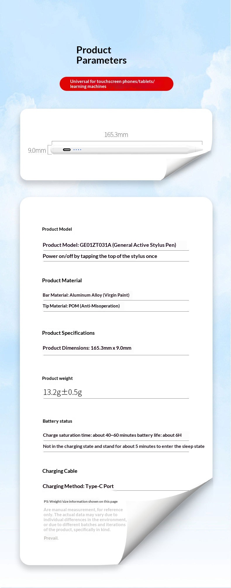 Universeller kapazitiver Touchscreen-Stift für Samsung iPad, kompatibel mit Tablets und Smartphones_voghion.com