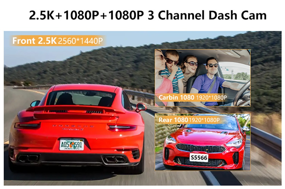 Cross-Border 3-Lens 360-Degree Dash Cam HD 4K Front Interior Rear Recording Multi-Language WIFI_voghion.com