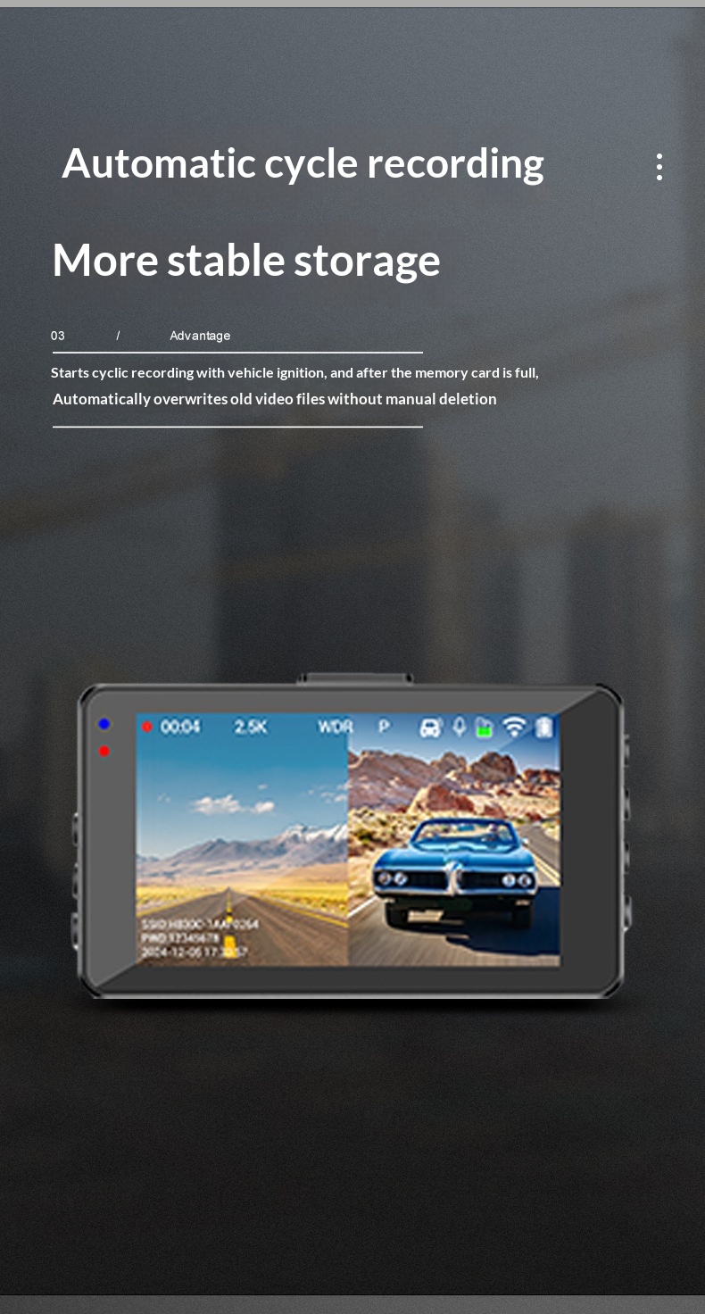 Dash Cam Front And Rear Dual Camera Wifi 2.5k Night Vision Dvr_voghion.com
