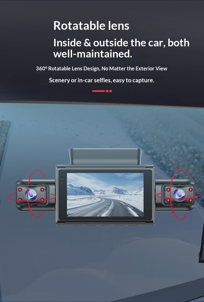 Caméra embarquée 4K HD transfrontalière 2025 avec connexion Wi-Fi et téléphone portable, vision nocturne Starlight, double enregistreur DVR pour voiture et enregistrement quadruple._voghion.com