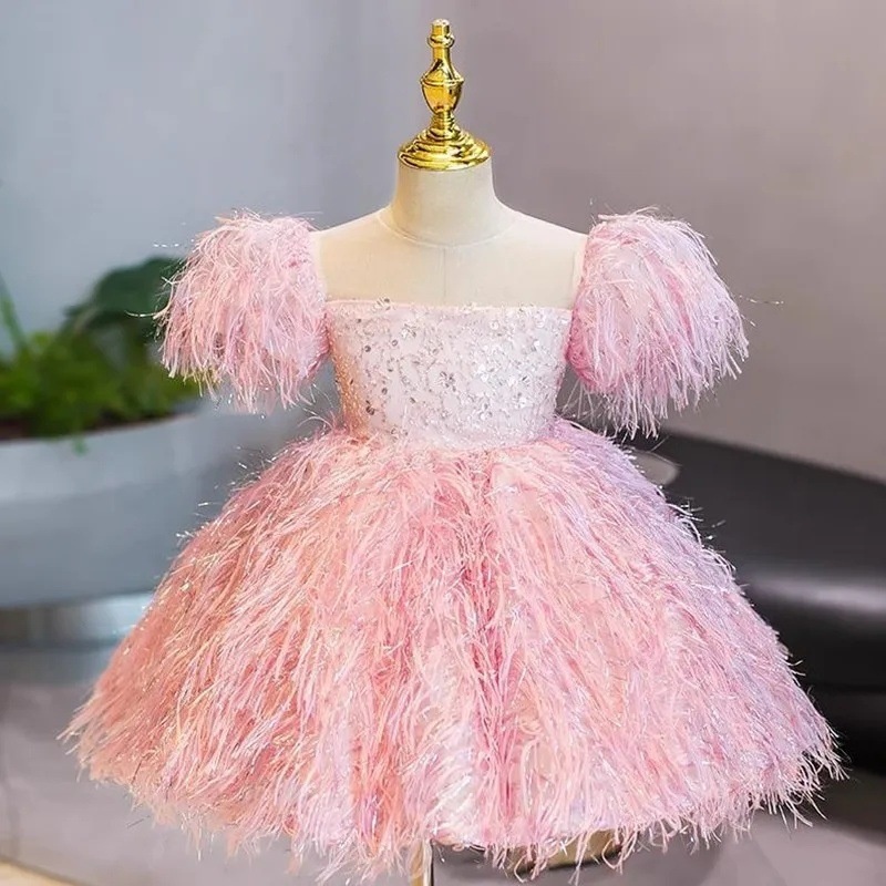 Abito da principessa per il primo compleanno di una bambina, completo da esibizione al pianoforte, damigella d'onore, per bambine piccole._voghion.com