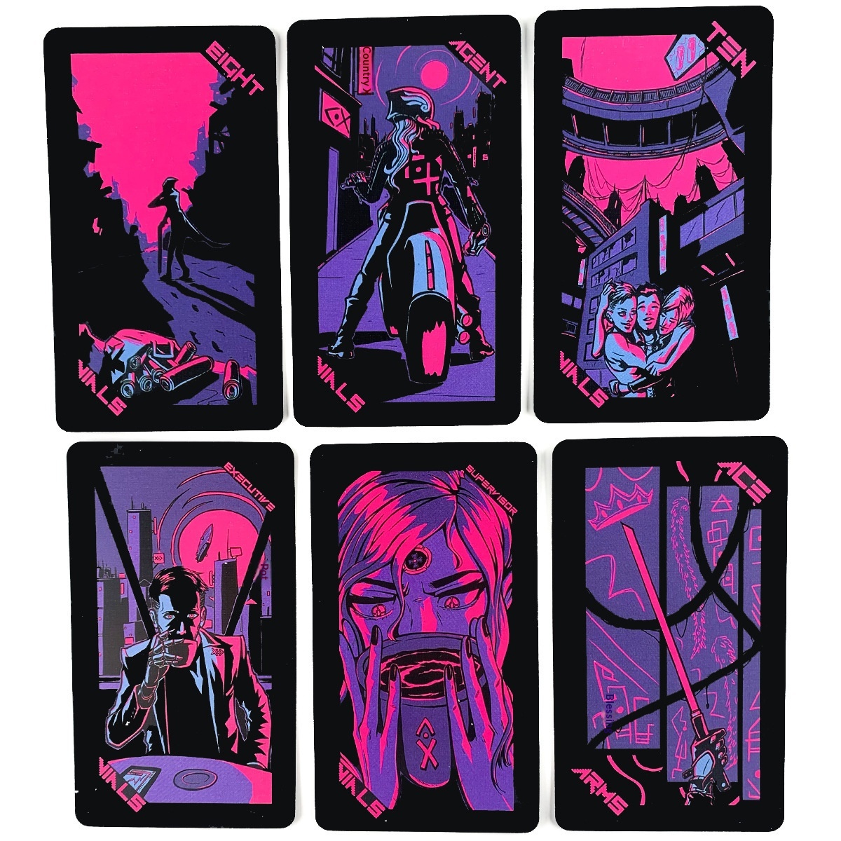 Cyberpunk Neon Moon Tarot Cards_voghion.com