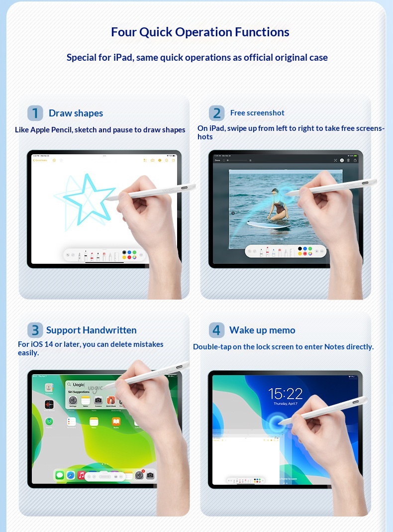 Stylet capacitif anti-erreur pour iPad, compatible avec les écrans tactiles des tablettes._voghion.com