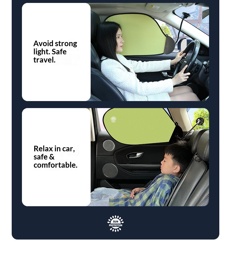 Parasole laterale anteriore per finestrino auto con isolamento termico a 360°, tendina oscurante._voghion.com