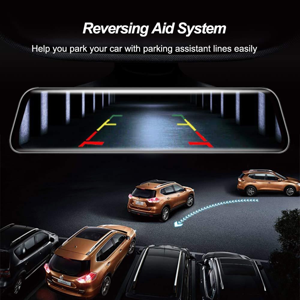 10inch Streaming Media Dash Cam HD Night Vision Mirror Front And Rear Dual Lens Car Rearview Camera_voghion.com