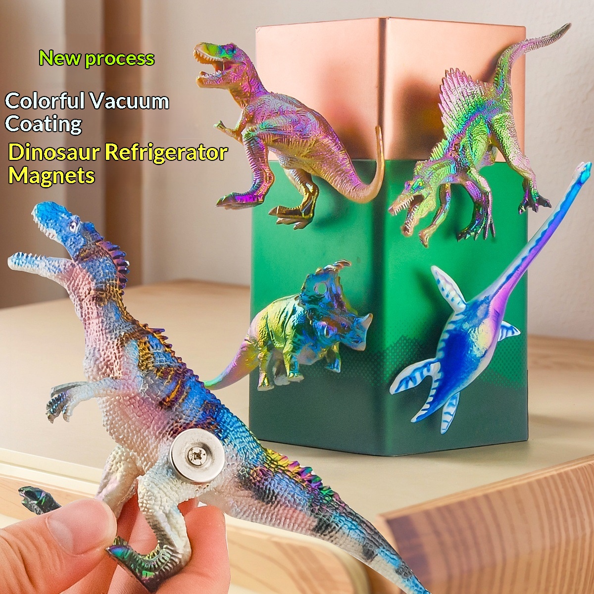Cross-Border Creative Fridge Magnets Colorful Solid Simulation Dinosaur Model Children's Toy Set Decoration_voghion.com