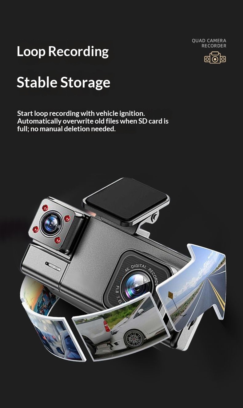 Dashcam 2k hd med inspelning fram och bak samt backkamera_voghion.com