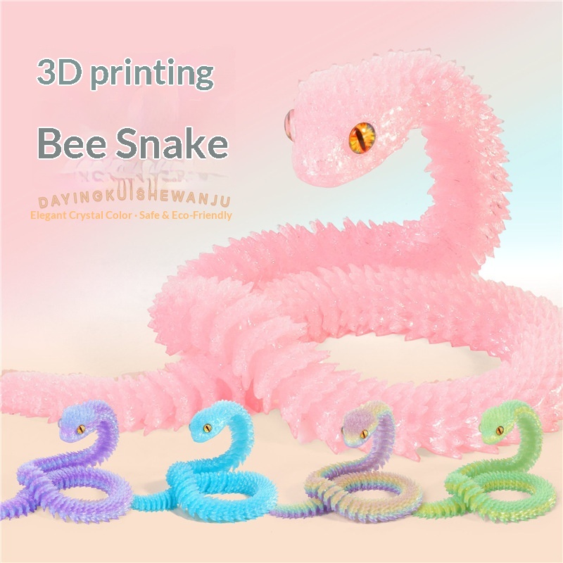 Kristal Yılan Eklemli Tam Gövdeli Hareketli 3D Baskılı Figür Kolye Masaüstü Model Oyun Süsü, Manzaradakiyle Aynı Tarzda_voghion.com