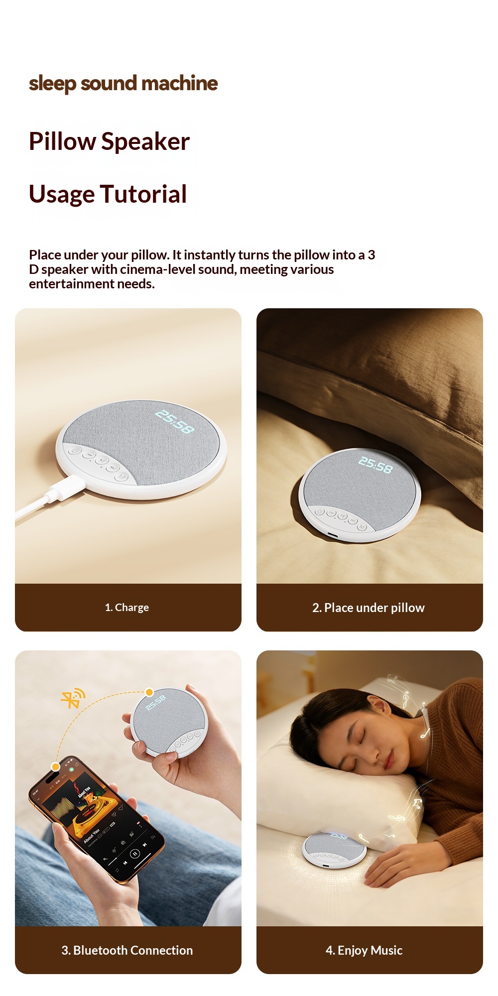 Multifunctional Digital Alarm Clock With White Noise And Speaker_voghion.com