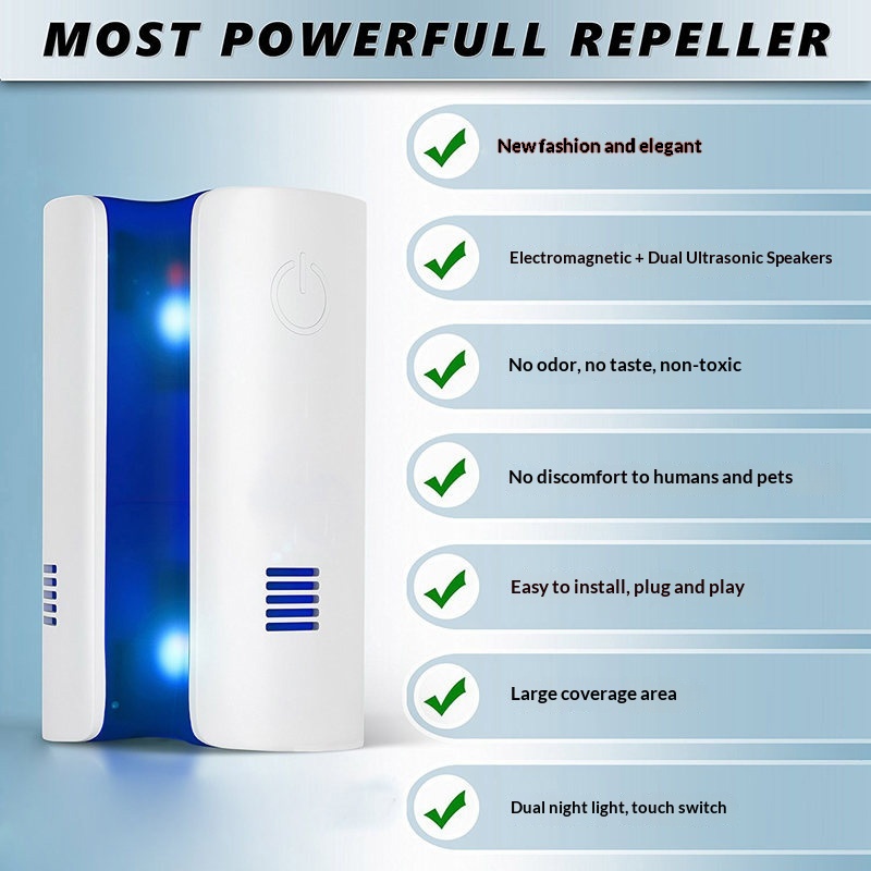 Ultrasonic Electromagnetic Electronic Killer Plug-in Mosquito Repellent Micro Light Wave Insect Mouse Repeller_voghion.com