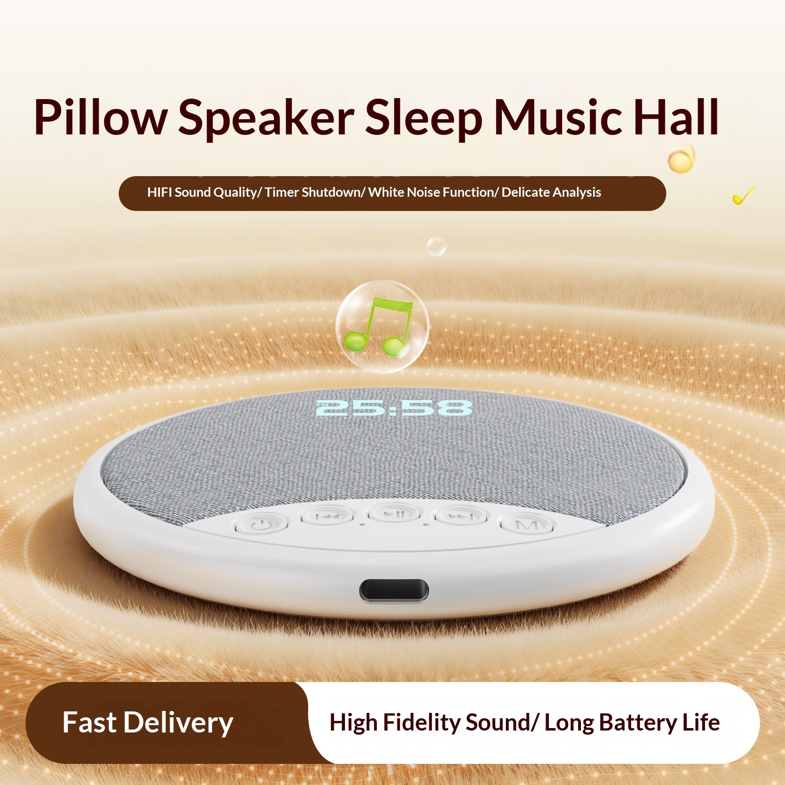 Multifunctional Digital Alarm Clock With White Noise And Speaker_voghion.com